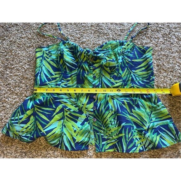 Sofia Jeans Womens Tank Top Peplum Button Down Stretch Printed Blue Size Large - Picture 3 of 7